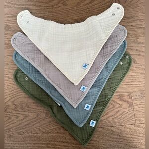 Stylish Bandana Bib Set - Cream, Grey, Blue, and Green